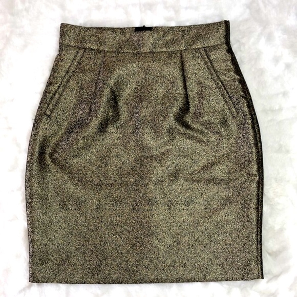 H&M Skirt Gold and Black Metallic Skirt- Size 8-